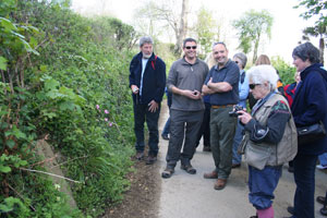 Group looking at Cowbridge boundary stone