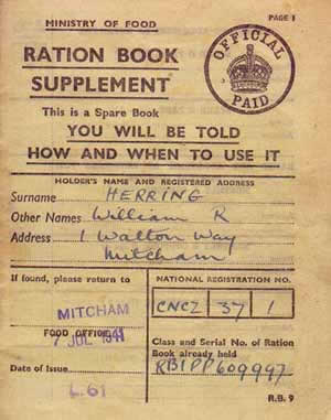 Ration book front cover