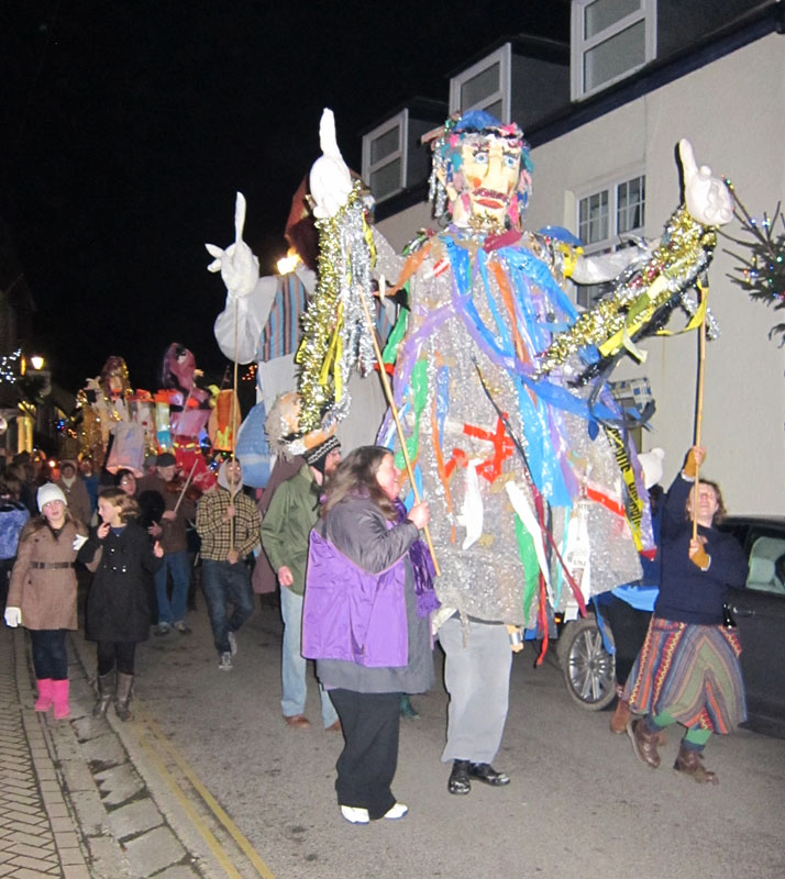 Lostwithiel New Years Eve Giants parade