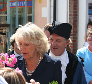 A boquet is presented to the Duchess of Cornwall