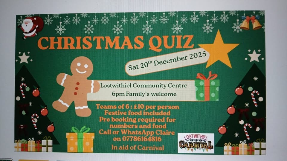 Xmas Quiz Night  in Aid of Lostwithiel Carnival