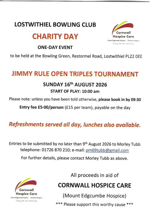 Lostwithiel Bowling Club Charity Day