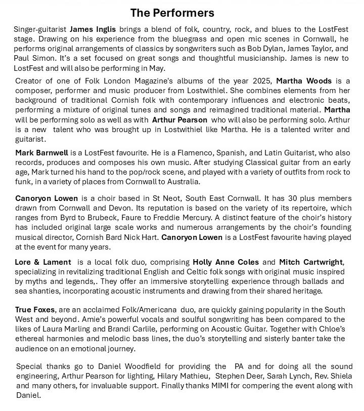 Details of performers