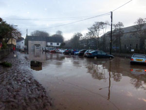 Planters in flooded Quay Street