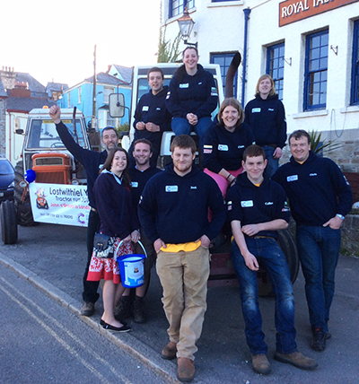 Lostwithiel YFC with vintage tractors in Lostwithiel