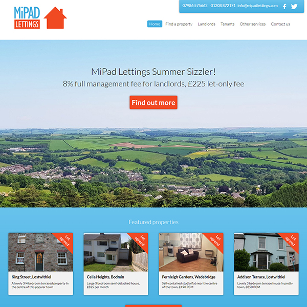 MiPAD Lettings website