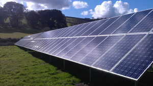 Solar panels at waste water treatment plant in Lostwithiel
