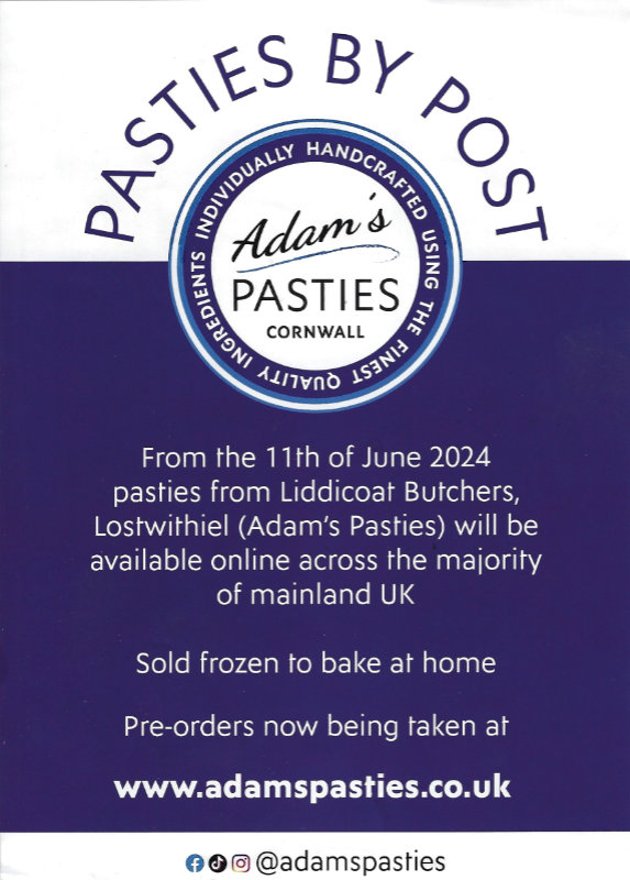 Pasties by post from https://adamspasties.co.uk/