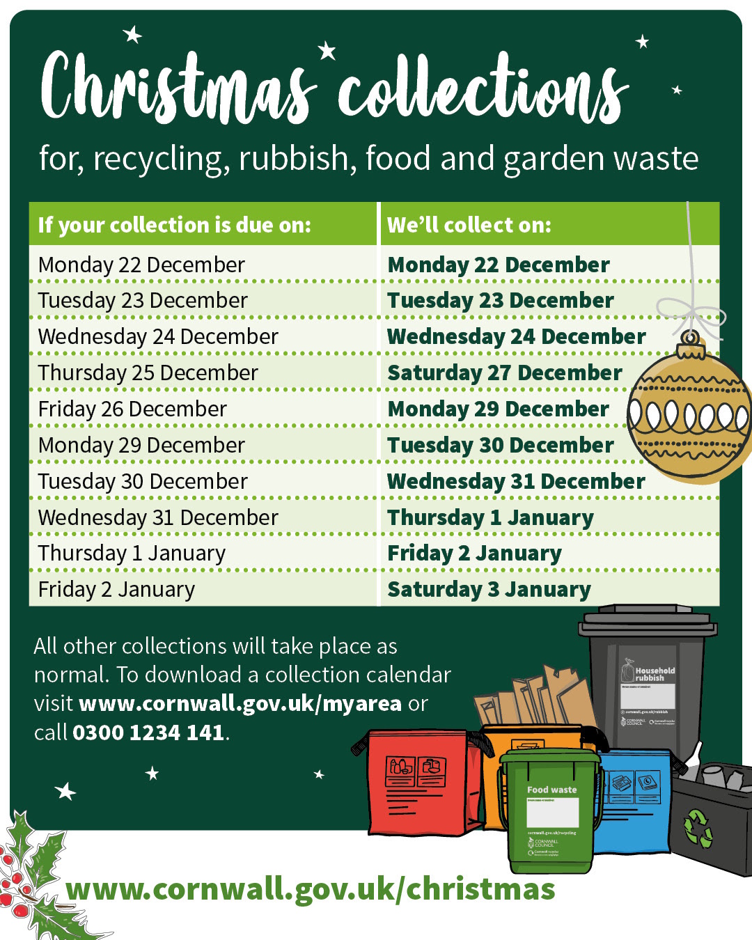 Cornwall Council Collections for Lostwithiel Xmas 2025