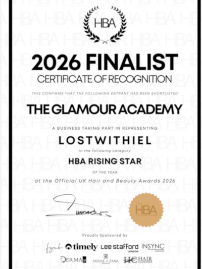 Hair & Beauty Awards Finalist Certificate